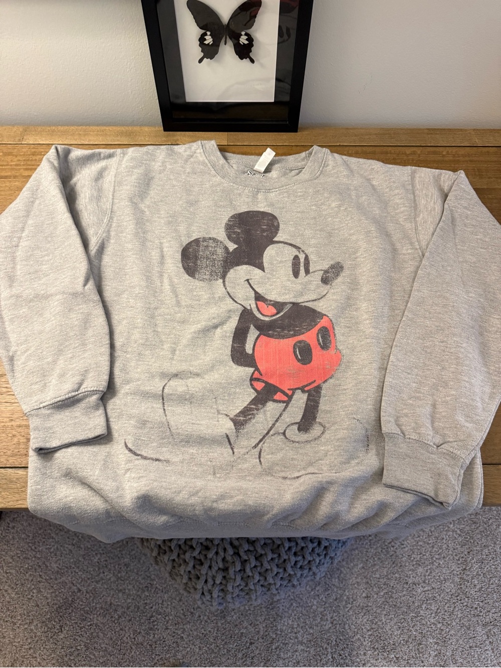 Gray Mickey Mouse Graphic Crewneck Sweatshirt